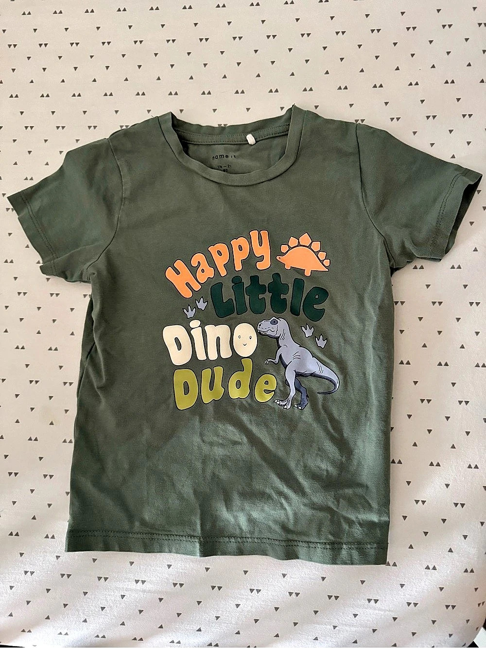 name it Happy Little Dino Dude T-Shirt Boys 1-2Y Green